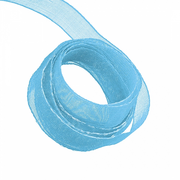 Organza Sheer Ribbon Aqua Blue 9mm – 1 Metre