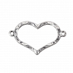 Antique Silver Hammered Open Heart Link Connectors Antique Silver 34mm