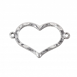 Antique Silver Hammered Open Heart Link Connectors Antique Silver 34mm