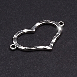 Antique Silver Hammered Open Heart Link Connectors Antique Silver 34mm
