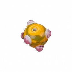 Sputnik Lampwork Orange And Pink Round Glass Bead 16mm