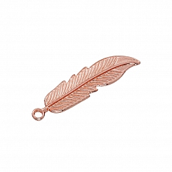 Rose Gold Plated Feather Pendant Charm 40x11x2mm