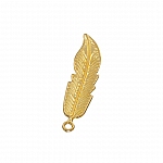 Gold Plated Feather Pendant Charm 40x11x2mm