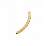 Gold Plated Textured Curved Tube Noodle Bead 43x3mm