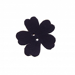 Blue Leather Flower Die Cut 2 Hole Charms 25mm