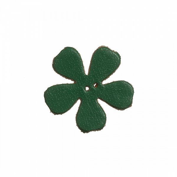 Green Leather Flower Die Cut 2 Hole Charms 25mm
