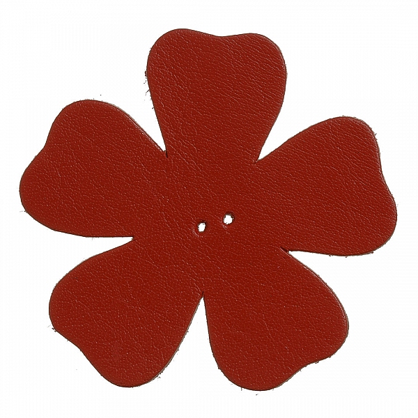Large Red Leather Flower Die Cut 2 Hole Charms 55mm