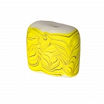 Wavy Matte Yellow Square Glass Beads 18mm PK1