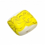 Wavy Matte Yellow Square Glass Beads 18mm PK1
