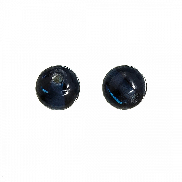 Transparent Dark Blue 10mm Round Glass Beads (PK2)