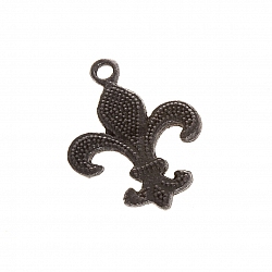 Gunmetal Black Fleur de Lys Charm Pendants 31x23mm PK1