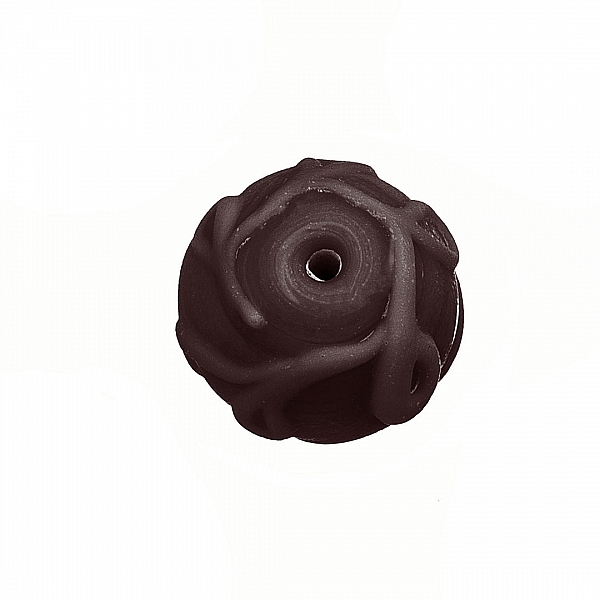 Lampwork Swirl Pattern Matte Brown Glass Beads 17mm PK1