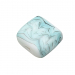 Wavy Matte Turquoise Square Glass Beads 18mm (PK1)