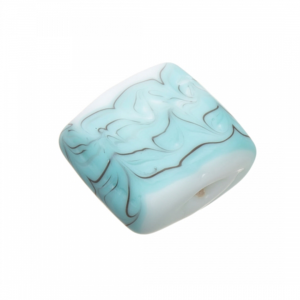 Wavy Matte Turquoise Square Glass Beads 18mm (PK1)