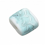 Wavy Matte Turquoise Square Glass Beads 18mm (PK1)