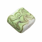 Wavy Matte Green Square Glass Beads 18mm PK1