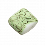 Wavy Matte Green Square Glass Beads 18mm PK1