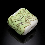 Wavy Matte Green Square Glass Beads 18mm PK1