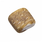 Wavy Matte Brown Square Glass Beads 18mm PK1