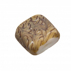 Wavy Matte Brown Square Glass Beads 18mm PK1