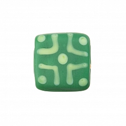 Chunky Matte Green Square Glass Beads 16x7mm PK1