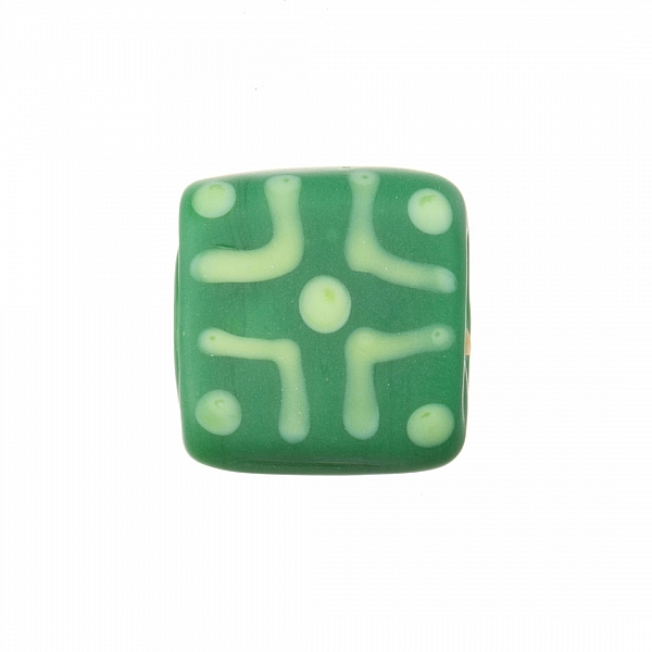 Chunky Matte Green Square Glass Beads 16x7mm PK1