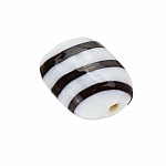 Striped White Flat Barrel Glass Bead 18x14mm (PK1)