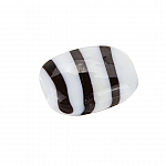 Striped White Flat Barrel Glass Bead 18x14mm (PK1)