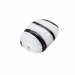 Striped White Flat Barrel Glass Bead 18x14mm (PK1)