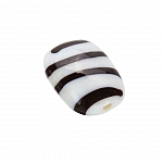 Striped White Flat Barrel Glass Bead 18x14mm (PK1)