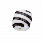 Striped White Flat Barrel Glass Bead 18x14mm (PK1)