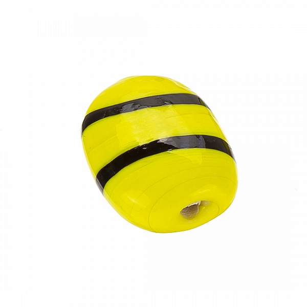 Striped Yellow Flat Barrel Glass Bead 18x14mm (PK1)