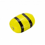 Striped Yellow Flat Barrel Glass Bead 18x14mm (PK1)