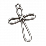 Antique Silver Cross Charm Pendant 22x35mm (PK1)