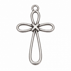 Antique Silver Cross Charm Pendant 22x35mm (PK1)