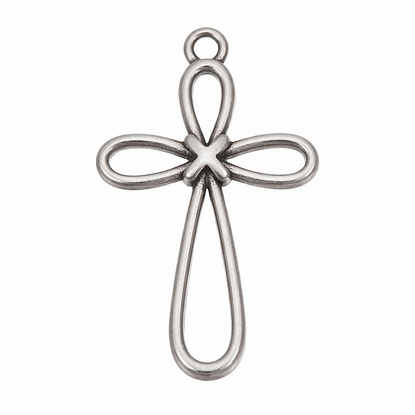 Antique Silver Cross Charm Pendant 22x35mm (PK1)