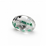 Green And Black Floral Clear Oval Glass Bead 18mm PK1