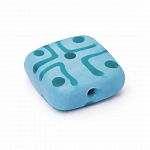 Chunky Matte Light Blue Square Glass Bead 16x7mm PK1