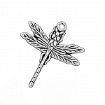 Tibetan Dragonfly Metal Pendant Antique Silver 32mm PK1 