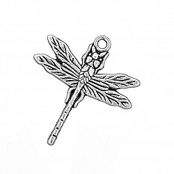 Tibetan Dragonfly Metal Pendant Antique Silver 32mm PK1 