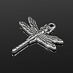 Tibetan Dragonfly Metal Pendant Antique Silver 32mm PK1 