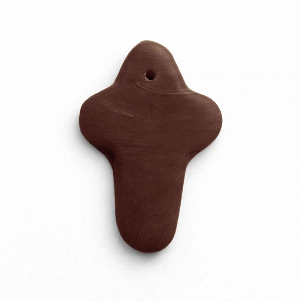 Red Brown Glass Cross Shaped Bead Charm Pendant 28x19mm PK1