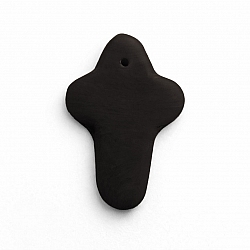 Black Glass Cross Shaped Bead Charm Pendant 28x19mm PK1