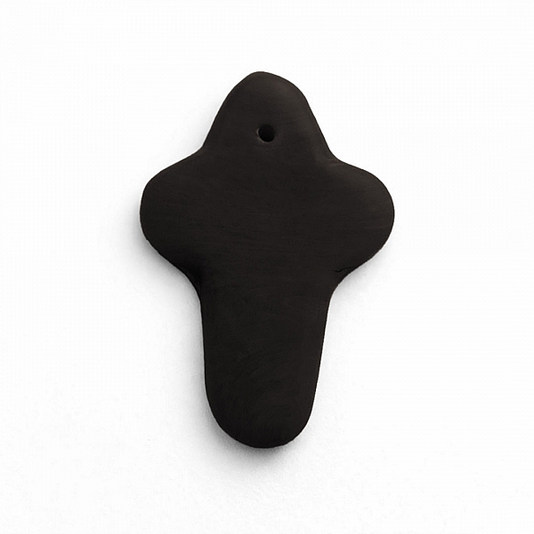 Black Glass Cross Shaped Bead Charm Pendant 28x19mm PK1