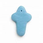 Light Blue Glass Cross Shaped Bead Charm Pendant 28x19mm PK1