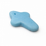 Light Blue Glass Cross Shaped Bead Charm Pendant 28x19mm PK1