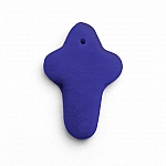 Dark Blue Glass Cross Shaped Bead Charm Pendant 28x19mm PK1