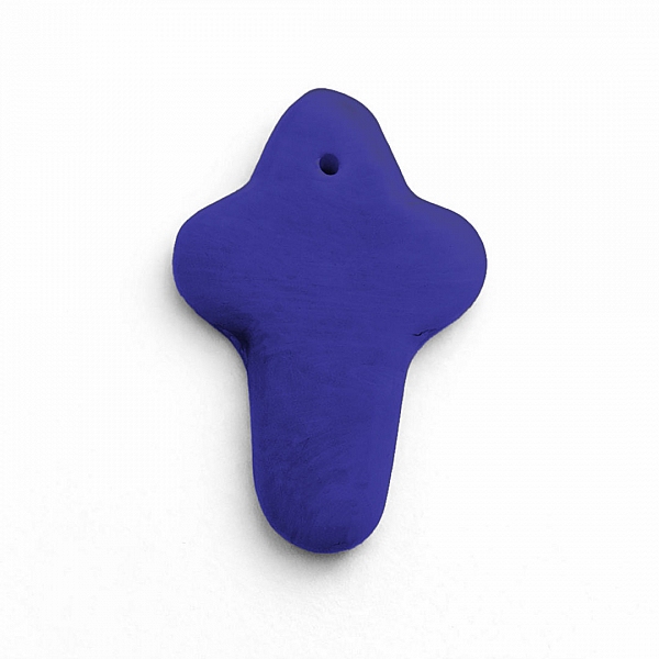 Dark Blue Glass Cross Shaped Bead Charm Pendant 28x19mm PK1