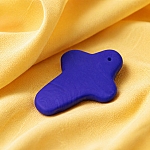 Dark Blue Glass Cross Shaped Bead Charm Pendant 28x19mm PK1
