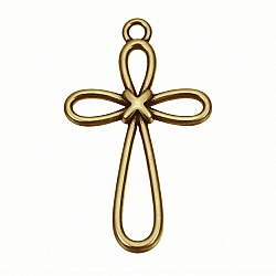 Antique Brass Cross Charm Pendant 22x35mm (PK1)